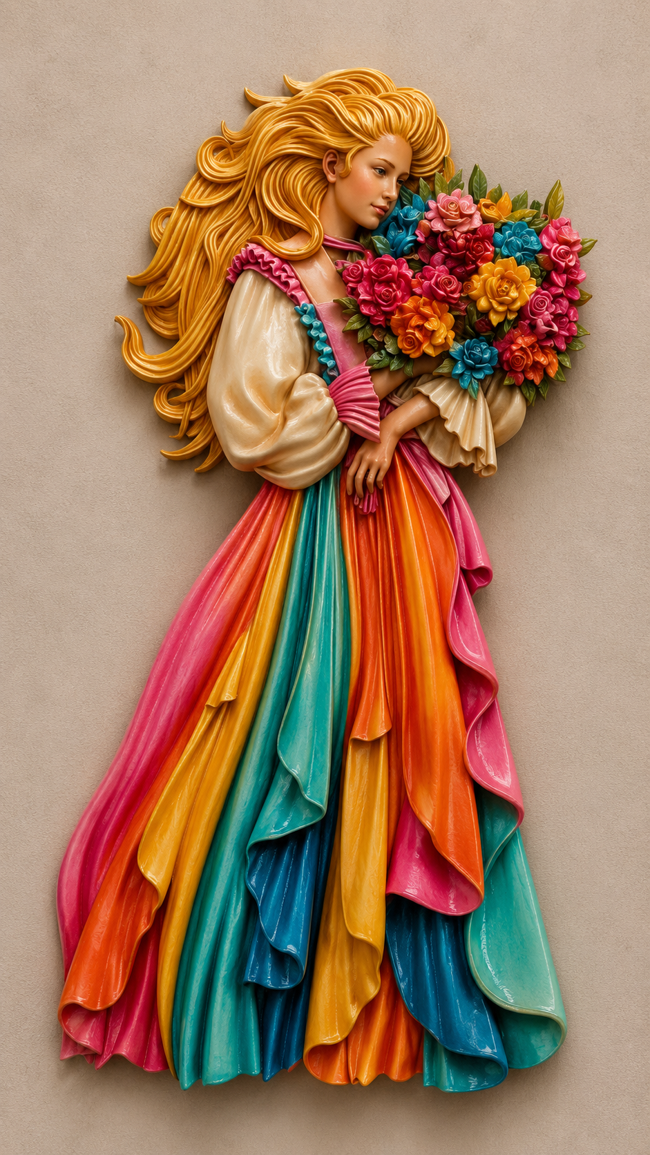 Woman with Bouquet Silicone Mould - Image 4