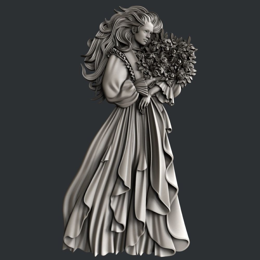 Woman with Bouquet Silicone Mould