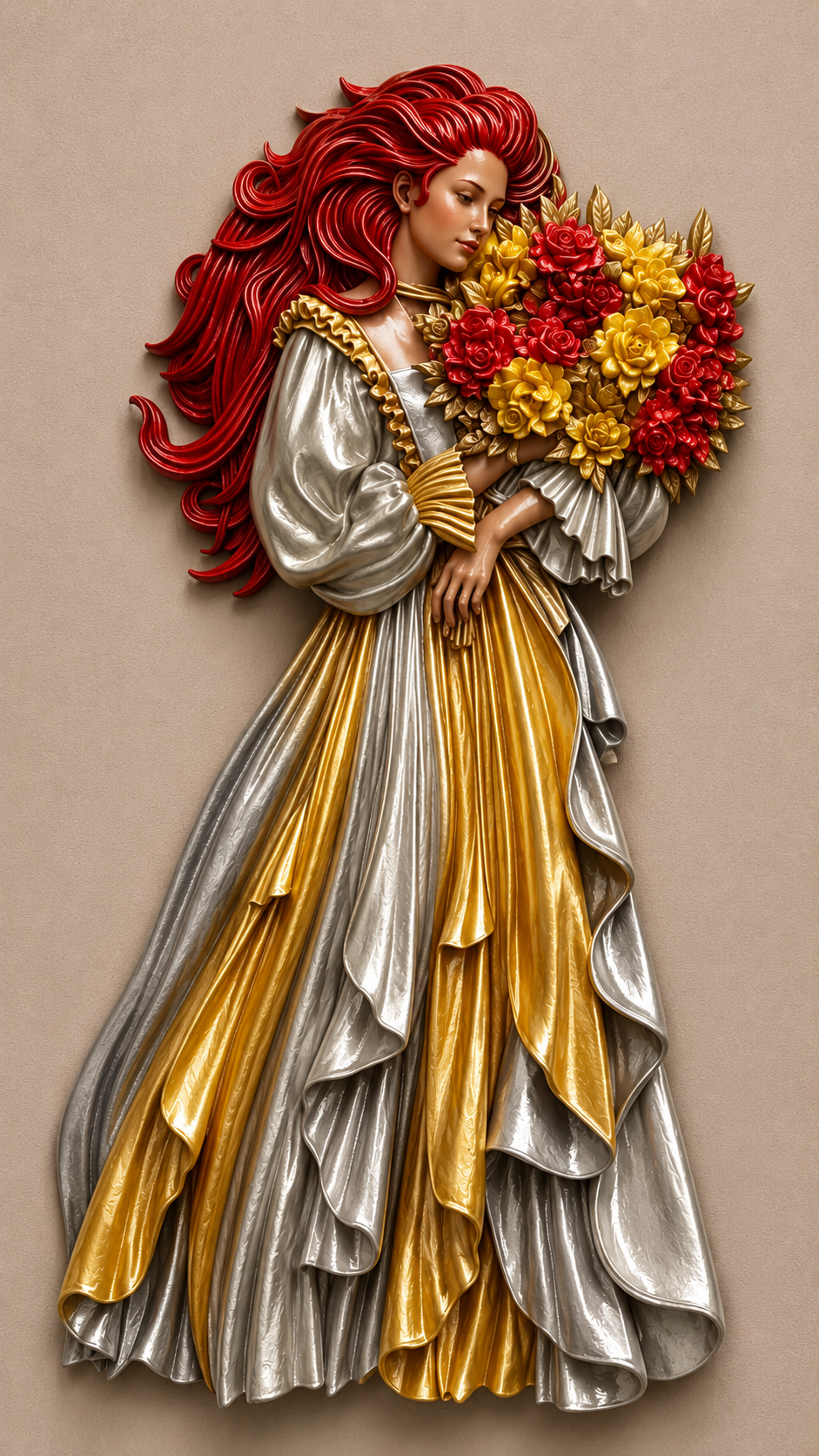 Woman with Bouquet Silicone Mould - Image 3