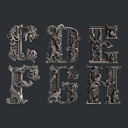 CDEFGH Monograms Letters Mould