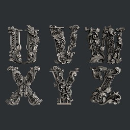 UVWXYZ Monograms Letters Mould