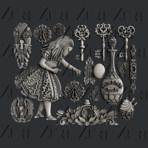 Alices-Keys Alice in Wonderland silicone moulds resin clay