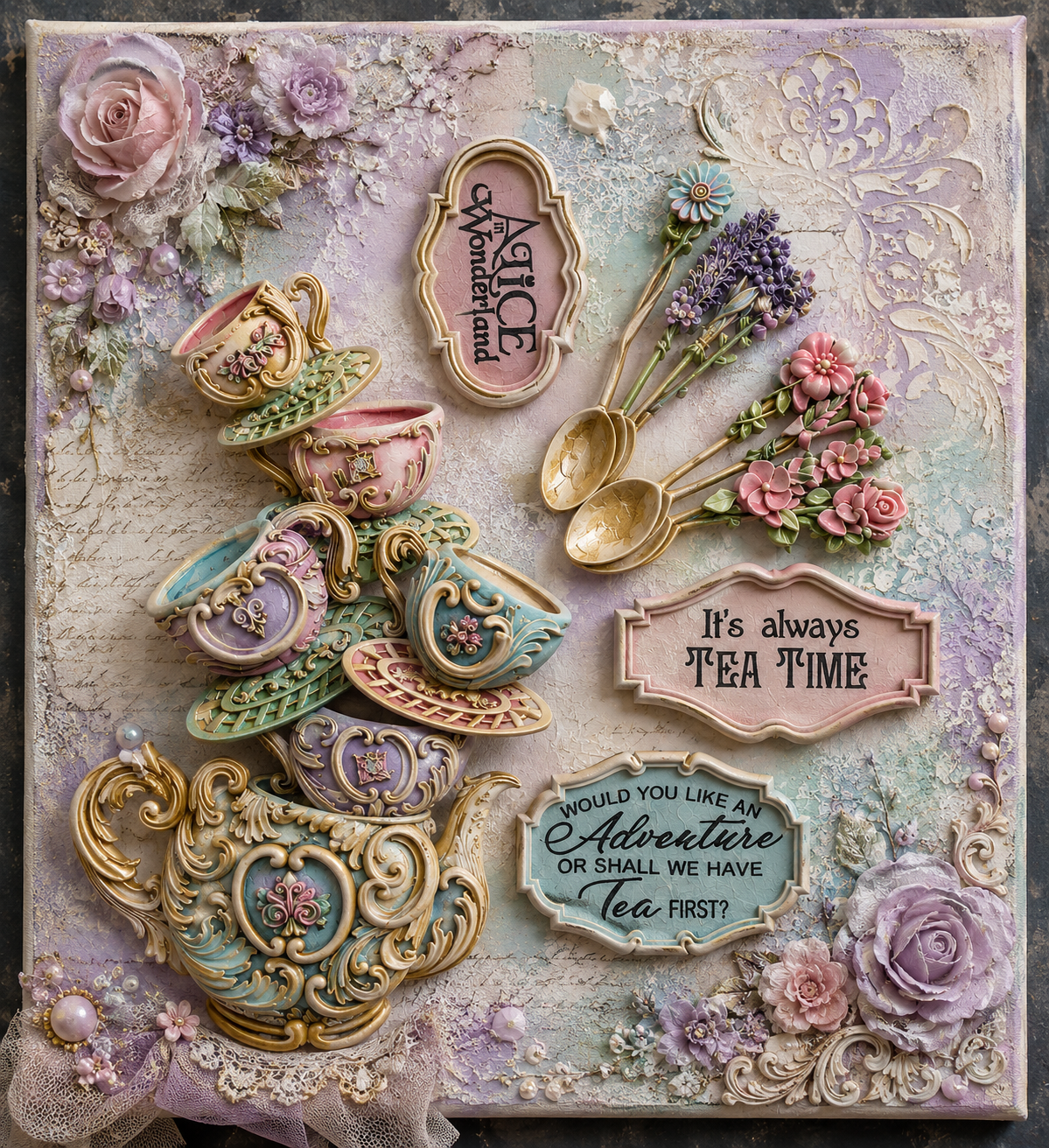 Tea Time Silicone Mould - Alice in Wonderland Collection - Image 2