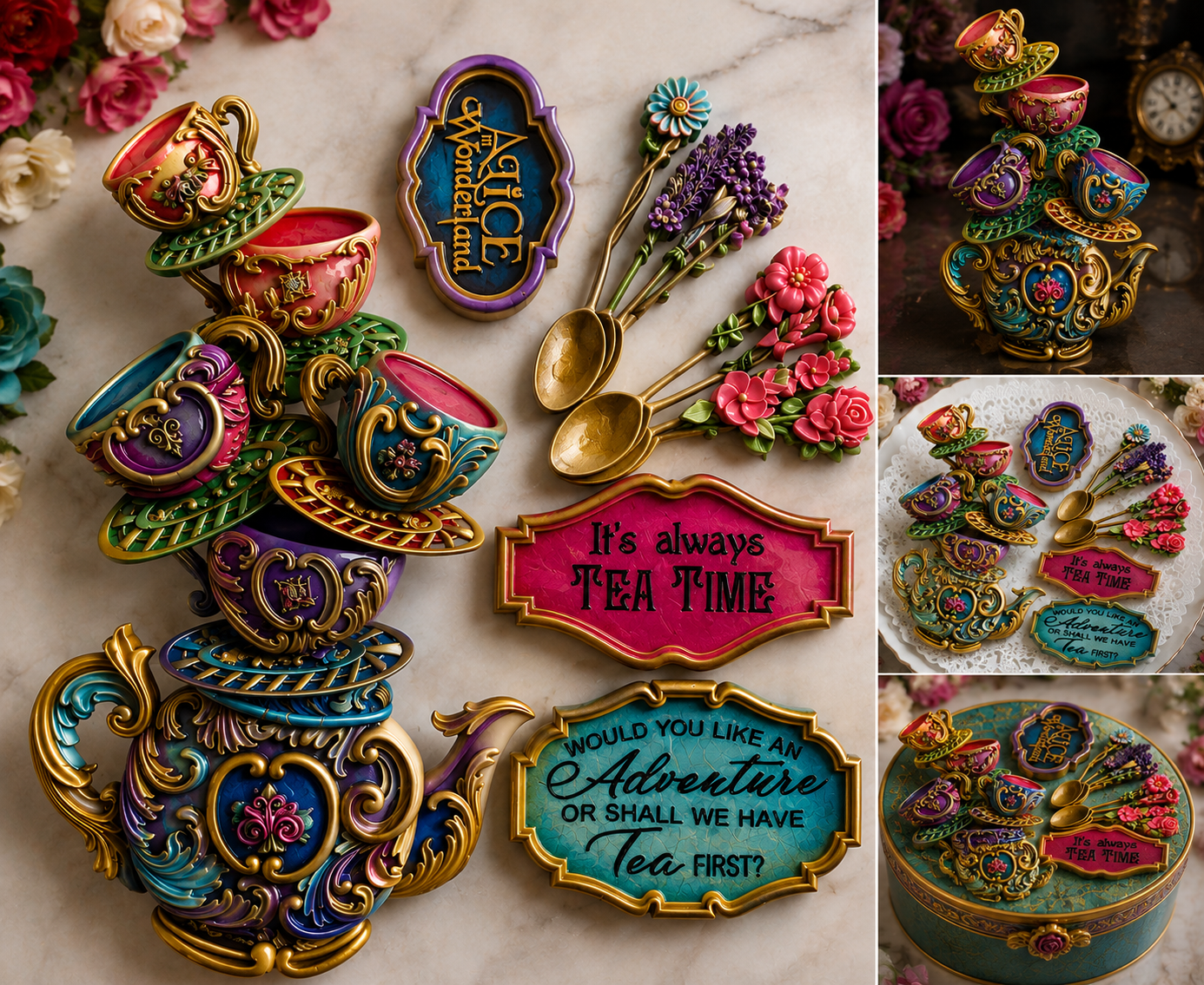 Tea Time Silicone Mould - Alice in Wonderland Collection - Image 3