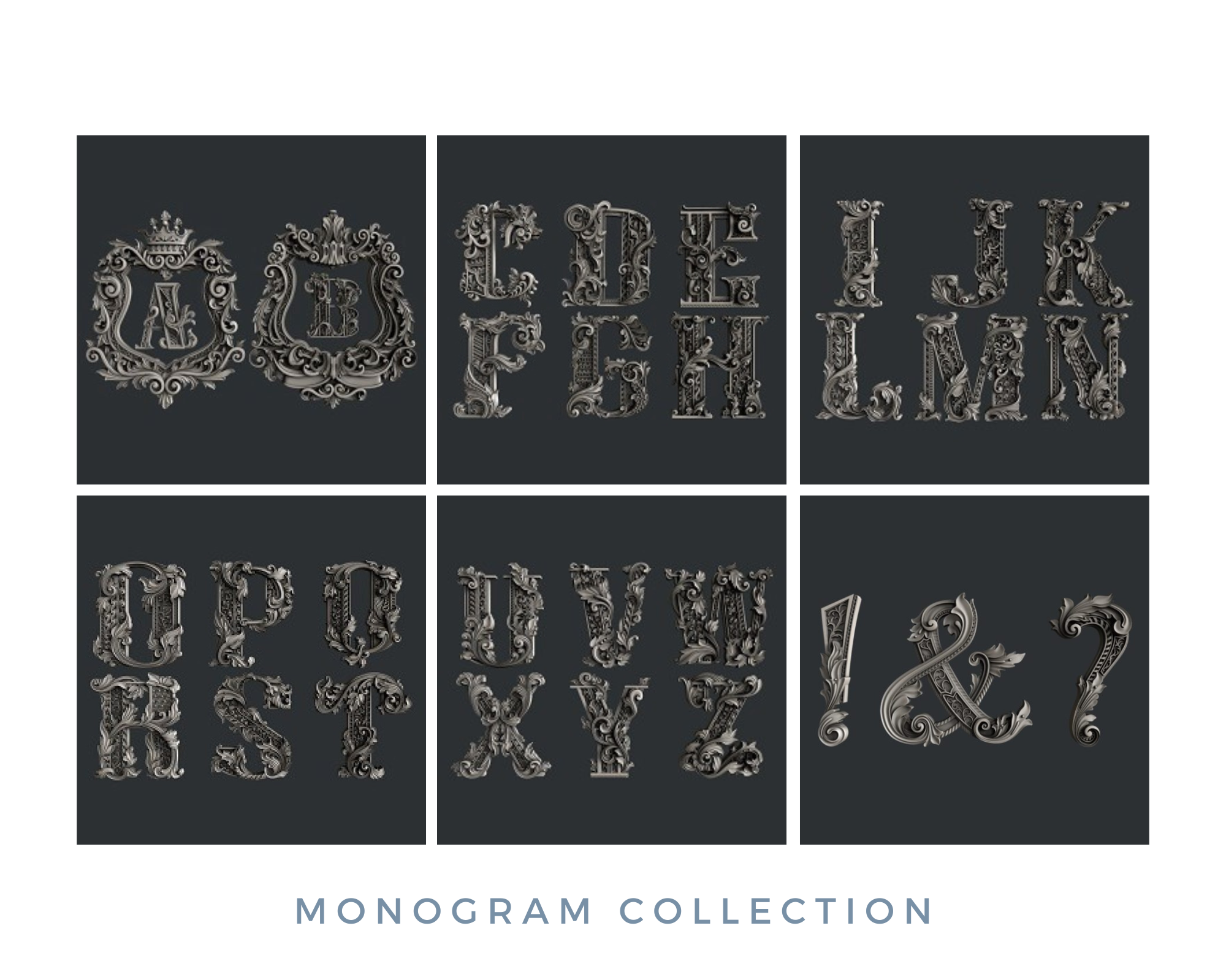MONOGRAM COLLECTION silicone moulds resin clay