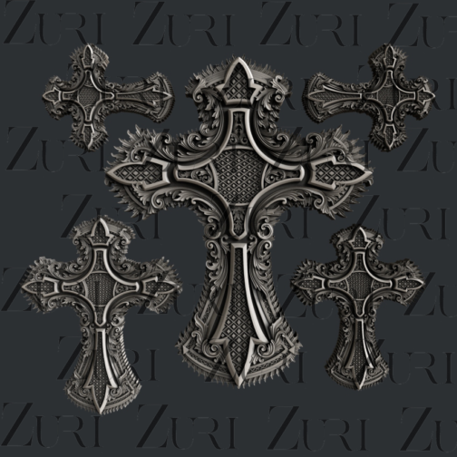 Ornate Cross Set 4 silicone mould resin clay