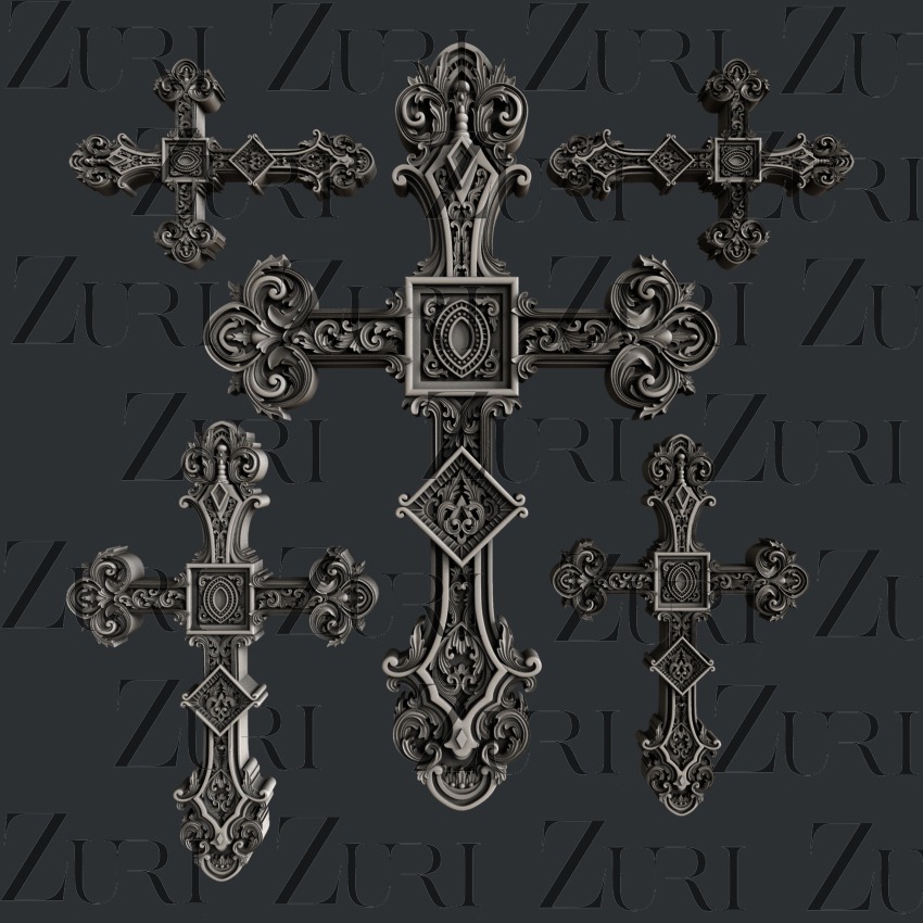 Ornate Cross set 3 silicone mould resin clay