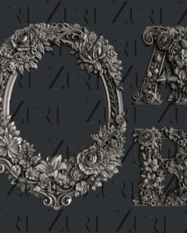 A & B Floral Letters and Frame Silicone Mould