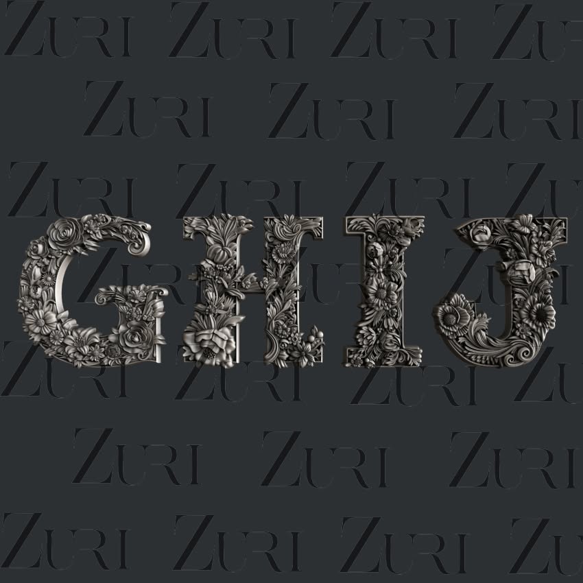 GHIJ Floral Letters silicone mould