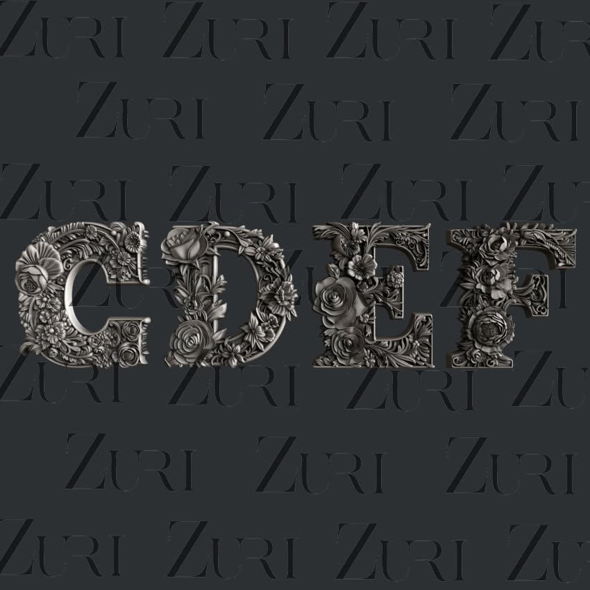 Letters CDEF Floral silicone mould