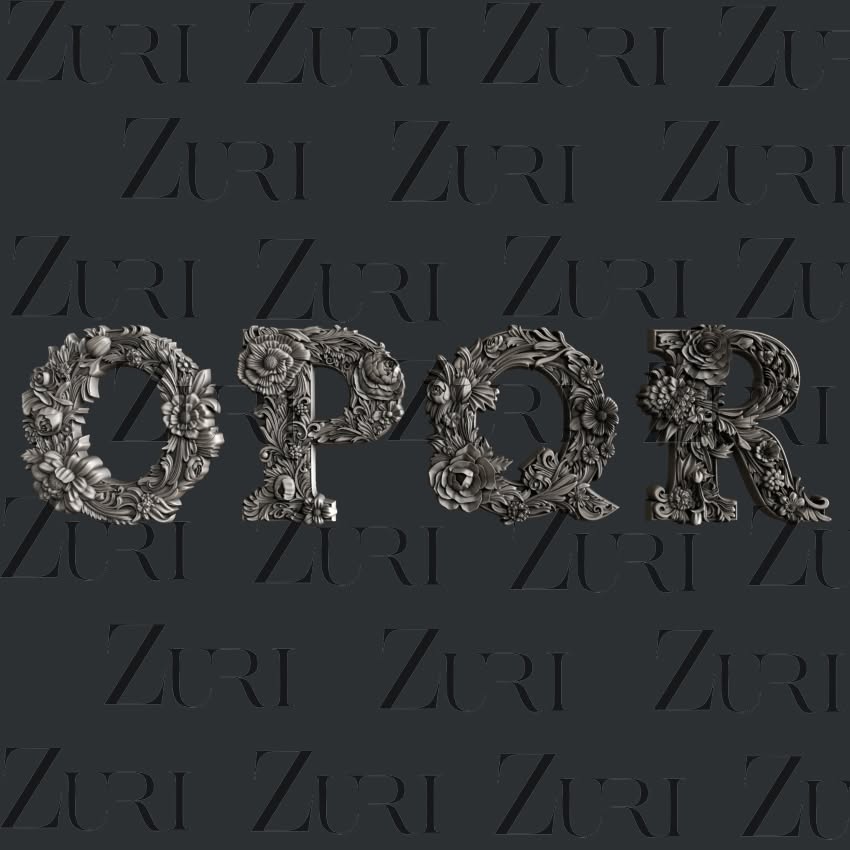 OPQR Floral Letters Silicone Mould