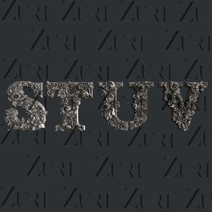 STUV Floral Letters silicone mould