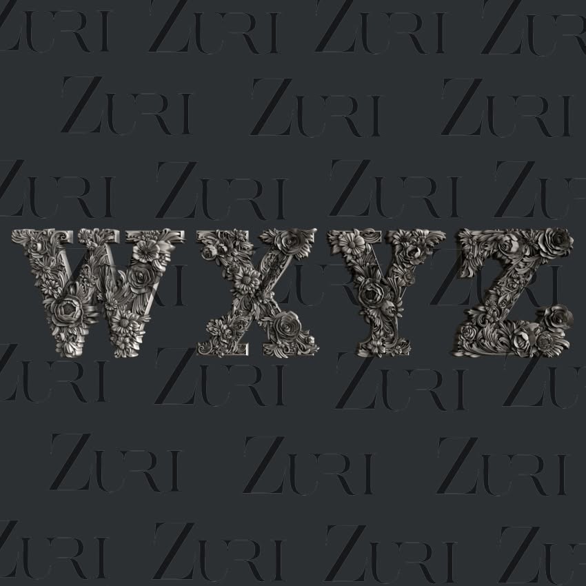 WXYZ Floral Letters silicone mould
